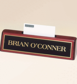 Rosewood Piano Finish Nameplate with Business Card Holder