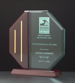 Octagon Acrylic Award on a Piano Finish Base