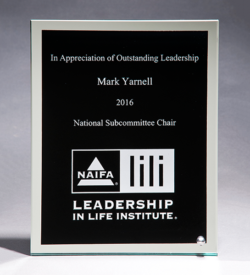 Glass Plaque with Black Center and Mirror Border