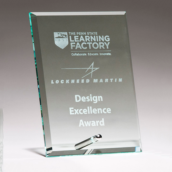 Clear Glass Award with Silver Plated Post