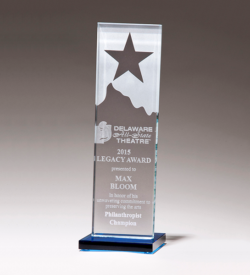 Glass Award with Etched Star and Mountain Peak