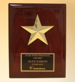 Gold Star Casting on Rosewood Piano Finish Plaque