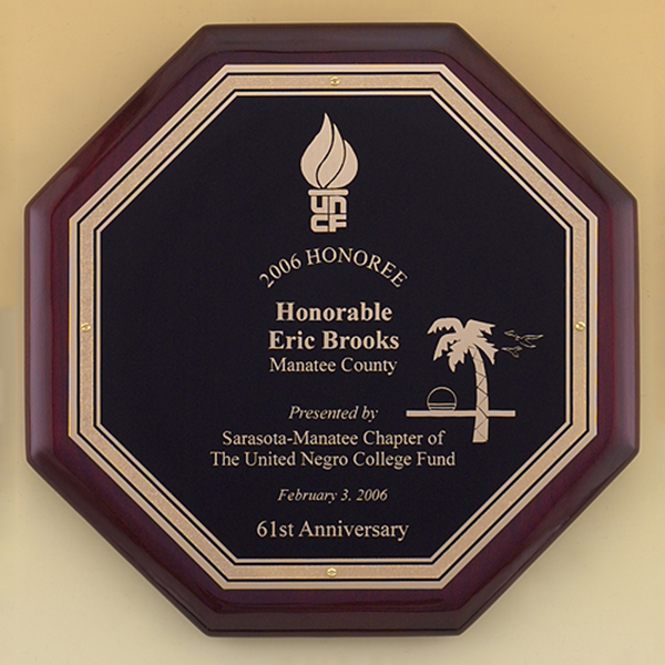 Octagonal Rosewood Piano Finish Plaque 1 Octagonal Rosewood Piano Finish Plaque