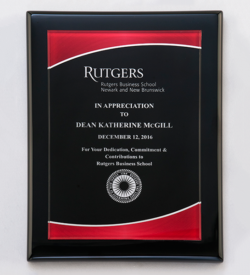 Black Piano Finish Plaque with Red Acrylic Plate