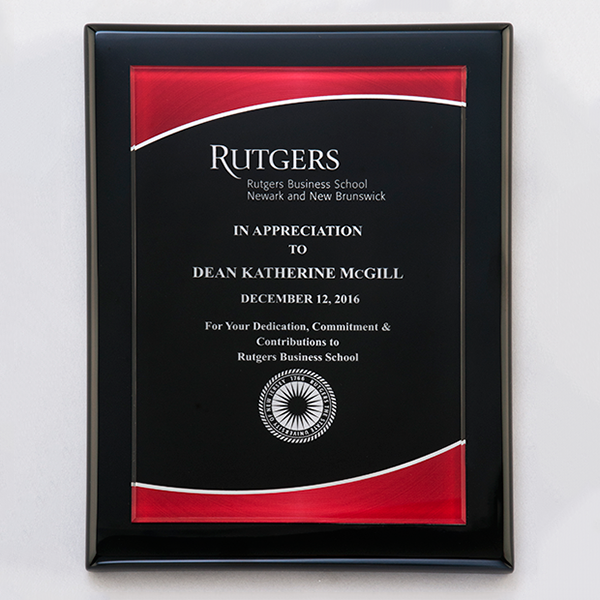 Black Piano Finish Plaque with Red Acrylic Plate 1 Black Piano Finish Plaque with Red Acrylic Plate