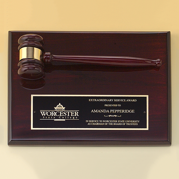 Rosewood Piano Finish Gavel Plaque 1 Rosewood Piano Finish Gavel Plaque