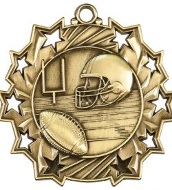 2 1/4 inch Football Ten Star Medal