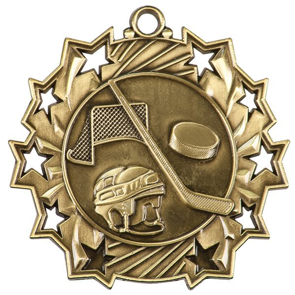 2 1/4 inch Hockey Ten Star Medal