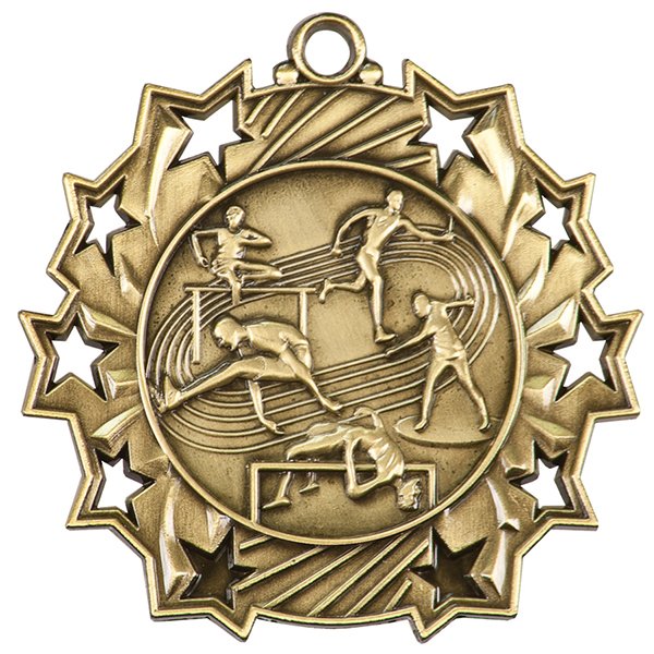 2 1/4 inch Track and Field Ten Star Medal