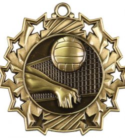 2 1/4 inch Volleyball Ten Star Medal