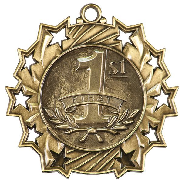 2 1/4 inch Gold 1st Place Ten Star Medal