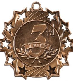 2 1/4 inch Bronze 3rd Place Ten Star Medal