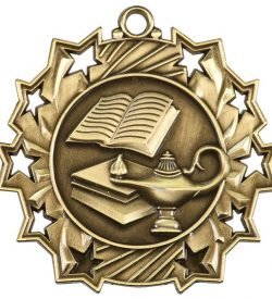 2 1/4 inch Lamp of Knowledge Ten Star Medal