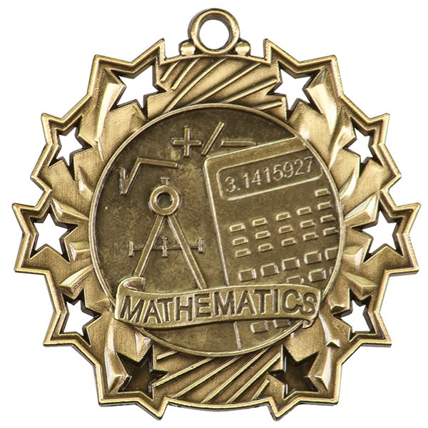 2 1/4 inch Math Ten Star Medal