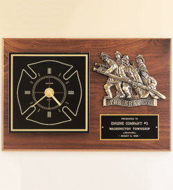 Fireman Award Clock with Antique Bronze Finish Casting.