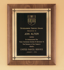 American Walnut Plaque with Antique Bronze Frame