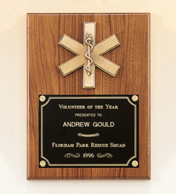 American Walnut Plaque with Emergency Medical Casting