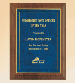 American Walnut Plaque with Marble Finished Plates