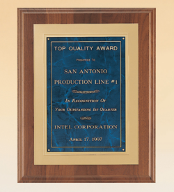 American Walnut Plaque with Gold Embossed Frame