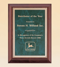 Cherry Finish Wood Plaque with Emerald Marble Plate