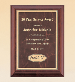 Cherry Finish Wood Plaque with Ruby Marble Plate