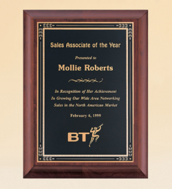 Cherry Finish Wood Plaque with Florentine Plate