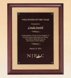 Cherry Finish Wood Plaque with Florentine Plate