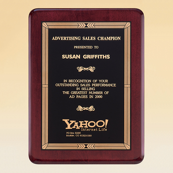 Rosewood Piano Finish Plaque with Brass Plate 1 Rosewood Piano Finish Plaque with Brass Plate