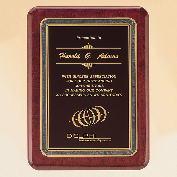 Rosewood Piano Finish Plaque with Brass Plate 1 Rosewood Piano Finish Plaque with Brass Plate