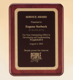 Rosewood Piano Finish Plaque with Brass Plate