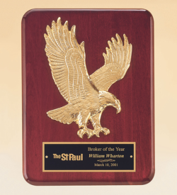 Rosewood Piano Finish Plaque with Gold Eagle Casting