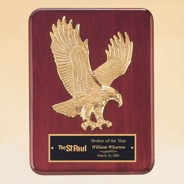 Rosewood Piano Finish Plaque with Gold Eagle Casting 1 Rosewood Piano Finish Plaque with Gold Eagle Casting