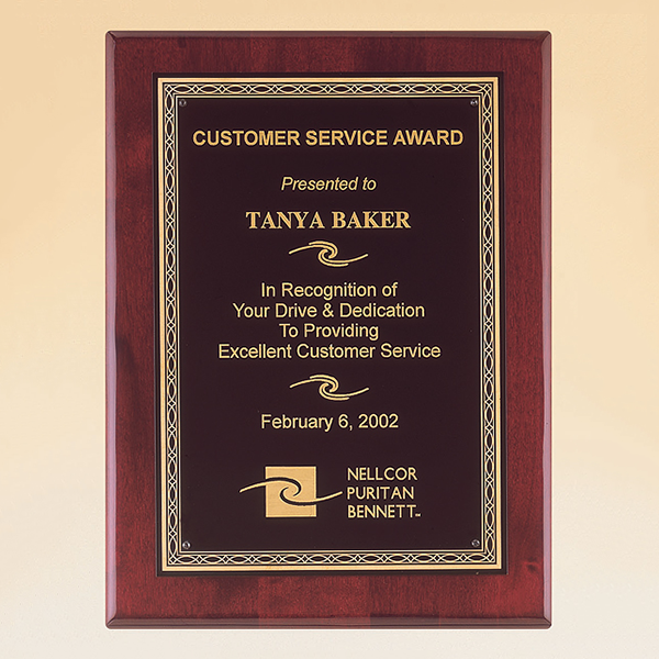 Rosewood Piano Finish Plaque with Brass Plate 1 Rosewood Piano Finish Plaque with Brass Plate