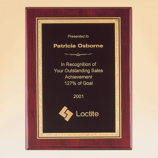 Rosewood Piano Finish Plaque with Brass Plate 1 Rosewood Piano Finish Plaque with Brass Plate