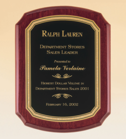 Rosewood Piano Finish Plaque with Brass Plate