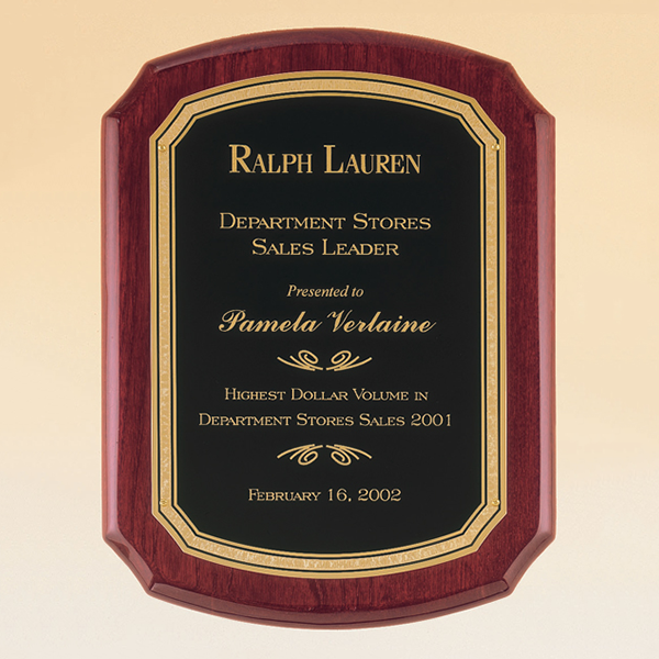 Rosewood Piano Finish Plaque with Brass Plate 1 Rosewood Piano Finish Plaque with Brass Plate