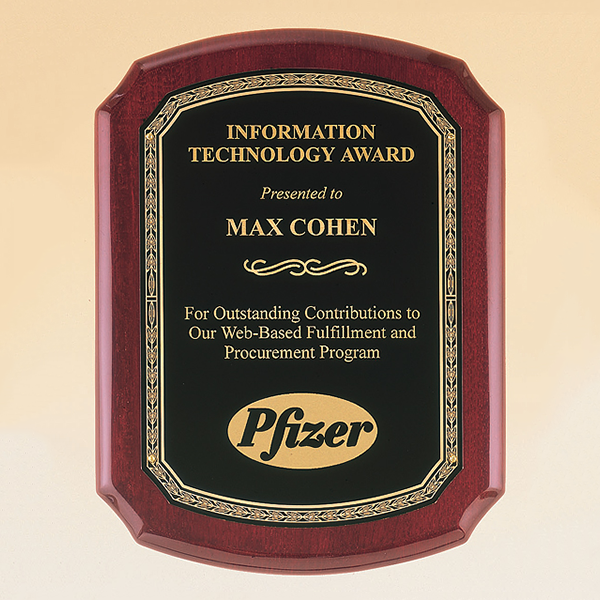Rosewood Piano Finish Plaque with Brass Plate 1 Rosewood Piano Finish Plaque with Brass Plate