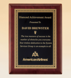 Rosewood Piano Finish Plaque with Brass Plate