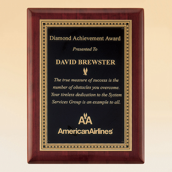 Rosewood Piano Finish Plaque with Brass Plate 1 Rosewood Piano Finish Plaque with Brass Plate