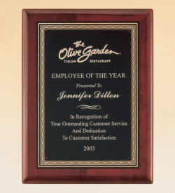 Rosewood Piano Finish Plaque with Brass Plate