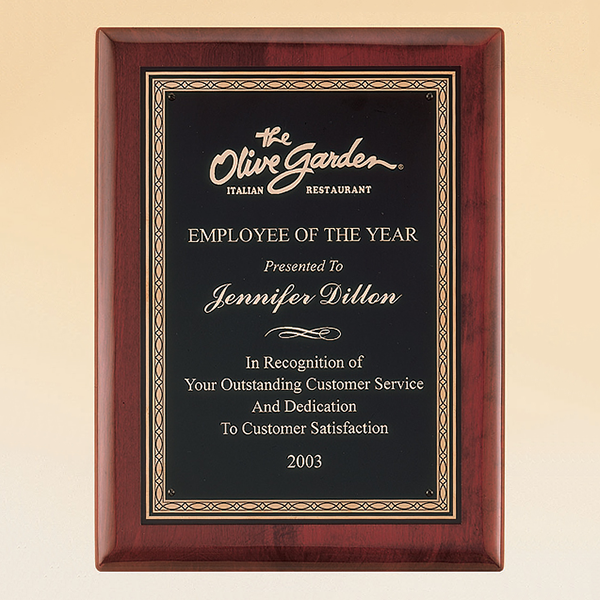 Rosewood Piano Finish Plaque with Brass Plate 1 Rosewood Piano Finish Plaque with Brass Plate