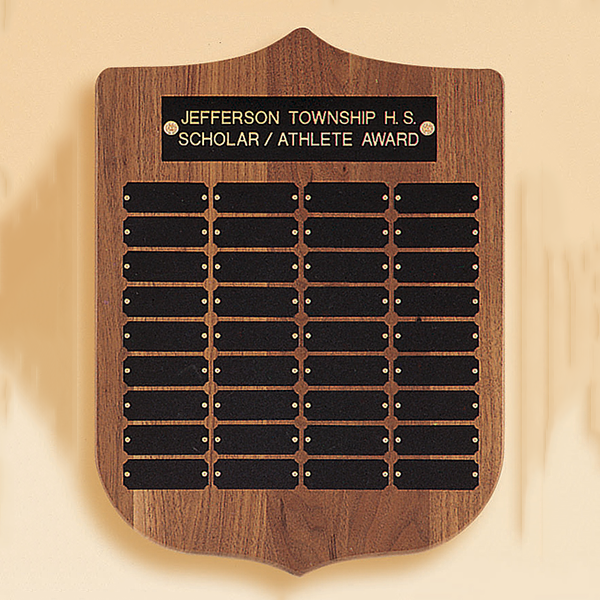American Walnut Shield Perpetual Plaque 1 American Walnut Shield Perpetual Plaque