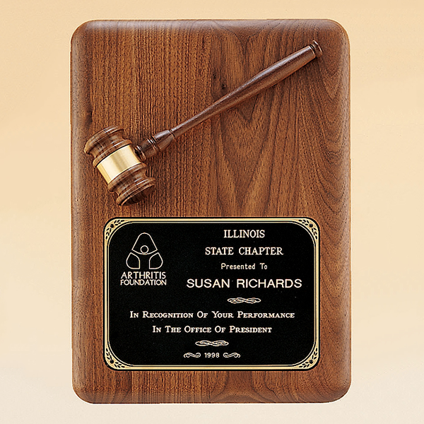 American Walnut Plaque with Walnut Gavel 1 American Walnut Plaque with Walnut Gavel