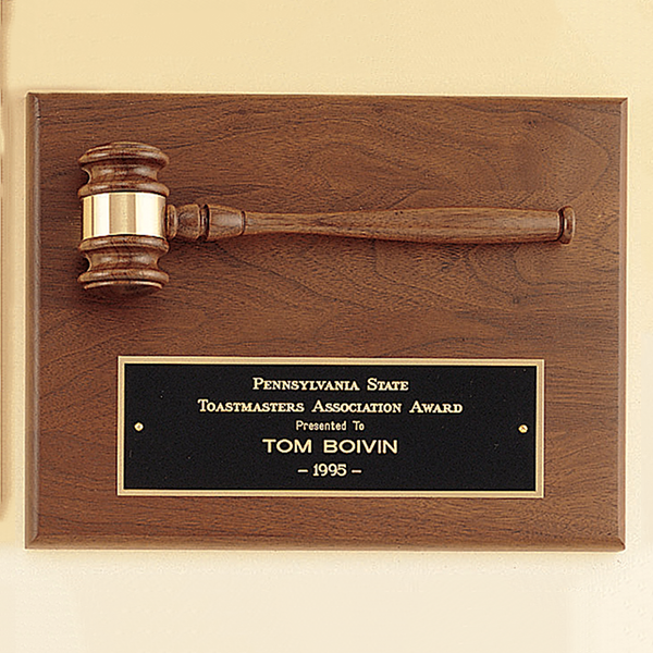 American Walnut Plaque with Walnut Gavel 1 American Walnut Plaque with Walnut Gavel