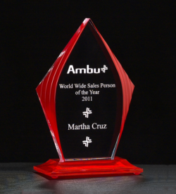 Flame Series acrylic with red accented upright and base