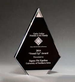 Flame Series Black Acrylic with Silver Mirror Accent