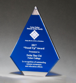 Flame Series Blue Acrylic with Silver Mirror Accent