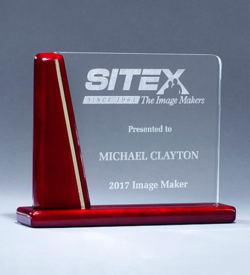 Glass Award with Rosewood Piano-Finish Base