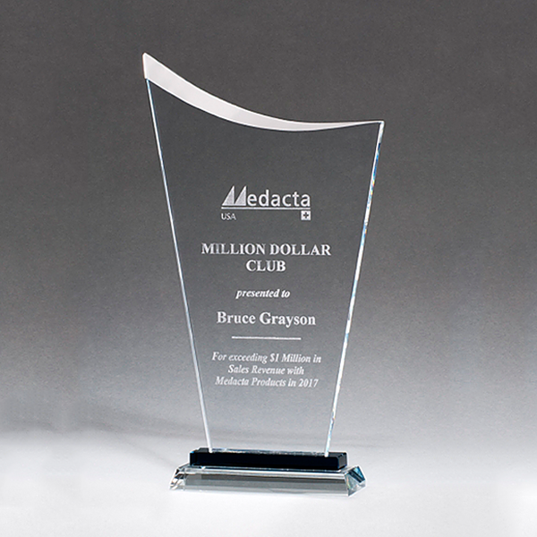 Contemporary Clear Glass Award with Pedestal Base