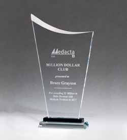 Contemporary Clear Glass Award with Pedestal Base
